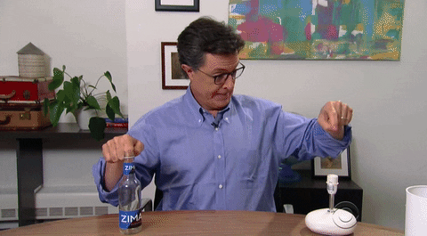 Electronic advertising: Stephen Colbert electrocuting himself GIF