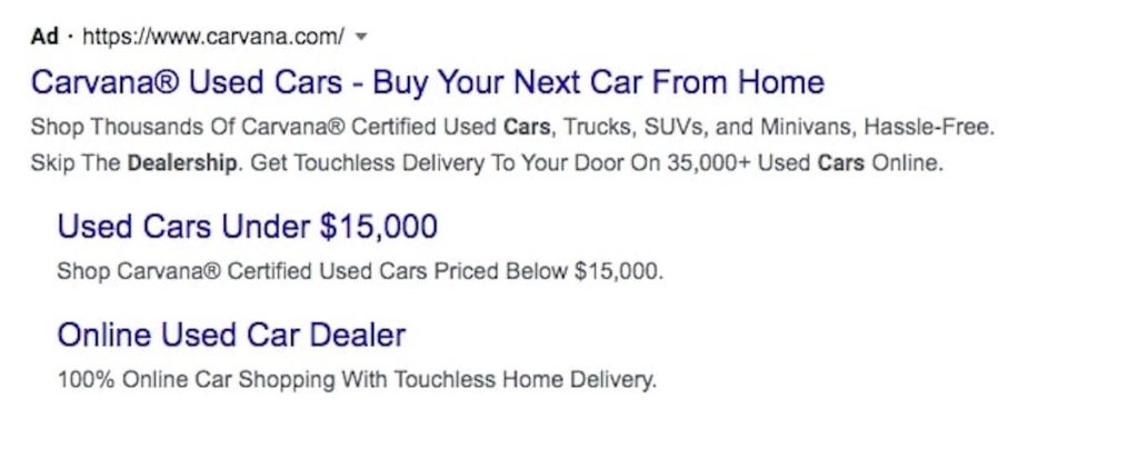 Digital advertising examples: screenshot of a Google Ad
